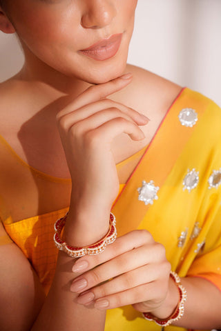 Bangles for Festive – Red Mahika Kundan by Zevar by Geeta
