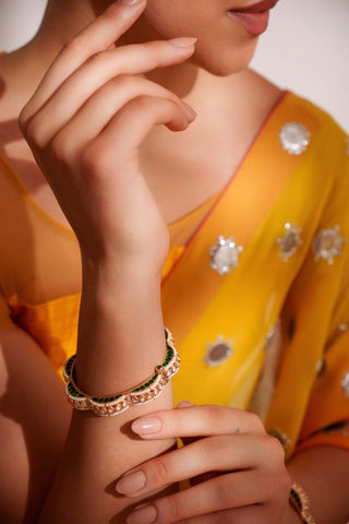 Bangles for Festive – Green Mahika Kundan by Zevar by Geeta