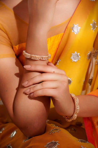 Bangles for Festive – White Mahika Kundan by Zevar by Geeta
