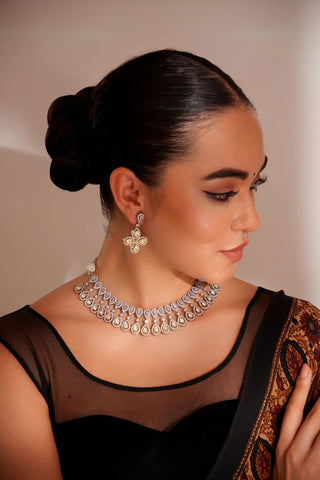 Necklace Set for Festive – White Liana Kundan by Zevar by Geeta