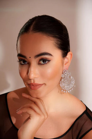 Earrings for Festive – White Ruhi Diamond Earrings by Zevar by Geeta