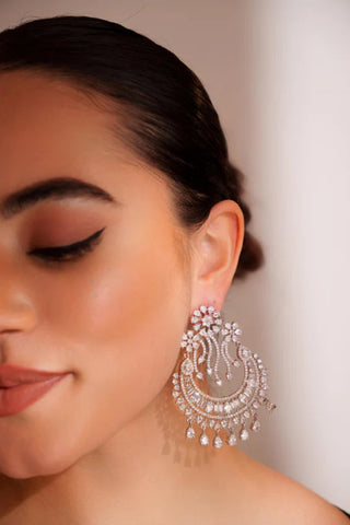 Earrings for Festive – White Ruhi Diamond Earrings by Zevar by Geeta