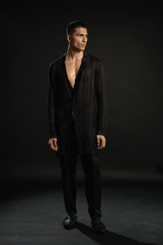 Black silk georgette kurta and pant