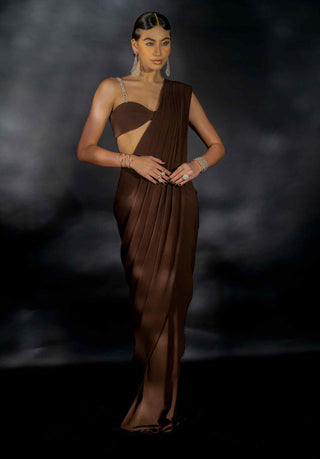 Cocoa diamond strings saree and blouse