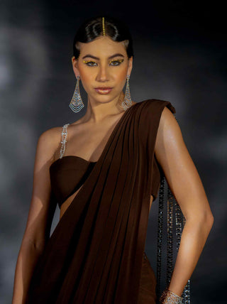Cocoa diamond strings saree and blouse
