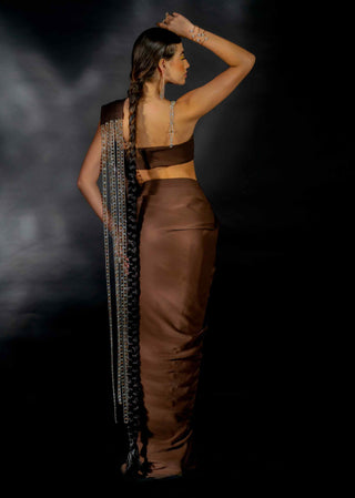 Cocoa diamond strings saree and blouse