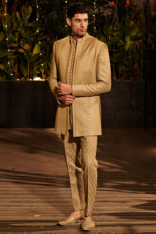 Green hand-embroidered hitch jacket set