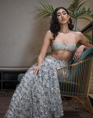 Bell Bottom Set for Contemporary Wear - Silver Grace Beaded by The Little Black Bow