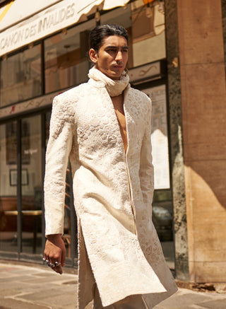 White monotone sherwani set