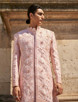 Blush pink embroidery sherwani set