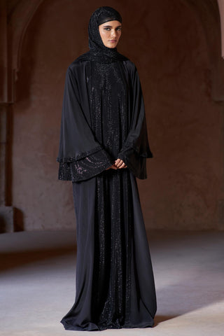 Black zafirah seher abaya with hijab set