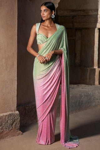 Pink aaliyah seher saree set