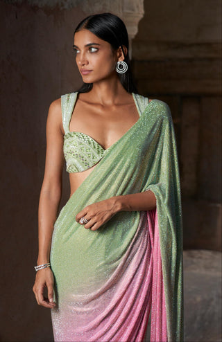 Pink aaliyah seher saree set