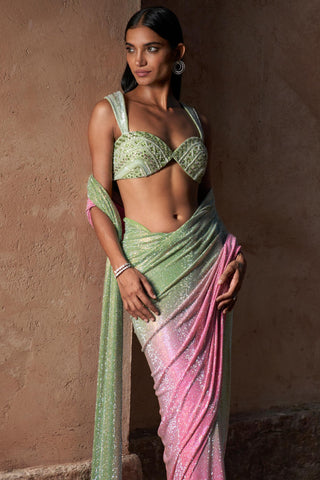 Pink aaliyah seher saree set