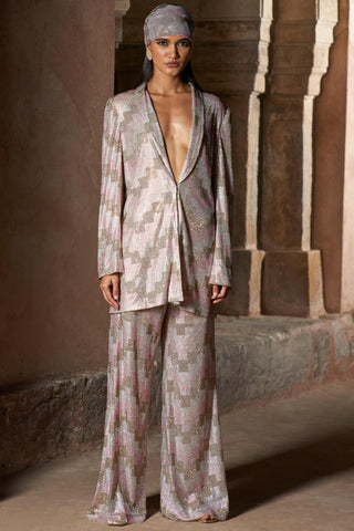 Pink farhana seher blazer with pants set