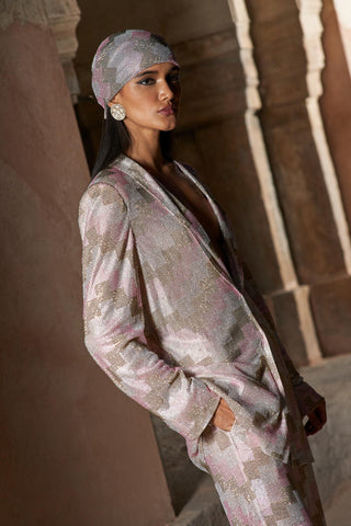 Pink farhana seher blazer with pants set