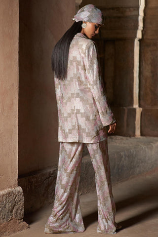 Pink farhana seher blazer with pants set