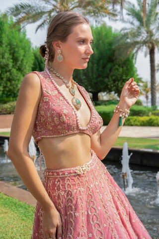 Victoria rose pink lehenga set