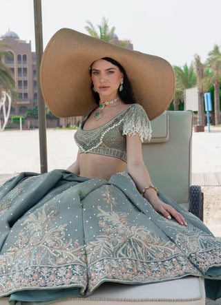 Green verte victoria lehenga set