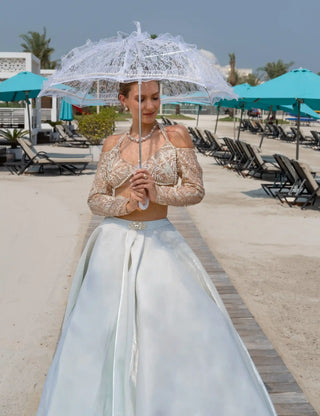 Ivymist spring mint lehenga set