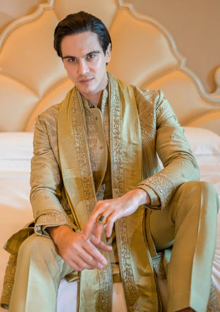 Olive oleander sherwani set