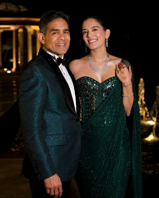 Green corset edition saree set