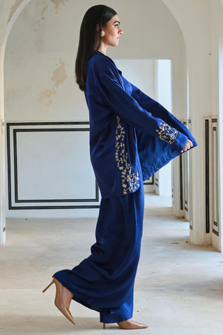 Royal blue rahi blazer with bralet and palazzo