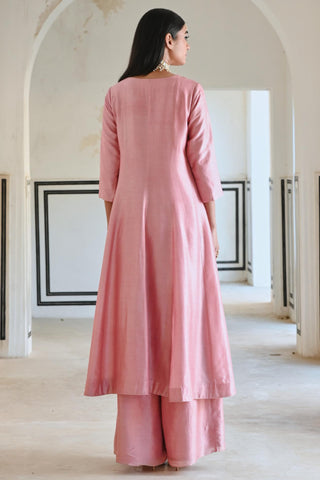 Pink rahi anarkali with palazzo