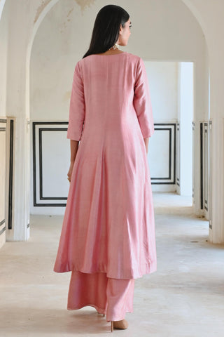 Pink rahi anarkali with palazzo