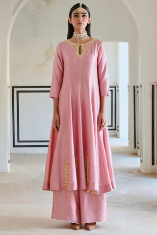Pink rahi anarkali with palazzo