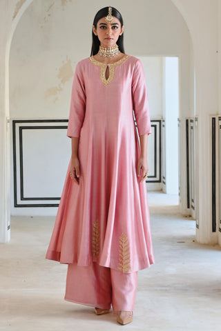 Pink rahi anarkali with palazzo