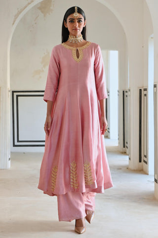 Pink rahi anarkali with palazzo