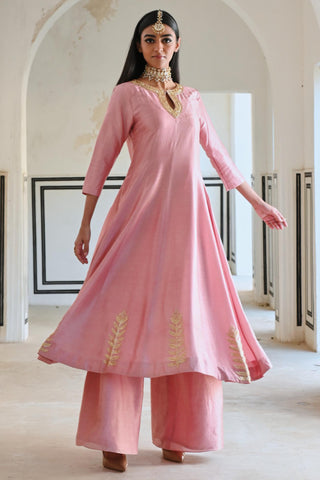 Pink rahi anarkali with palazzo