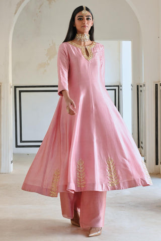 Pink rahi anarkali with palazzo