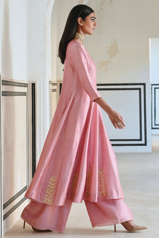 Pink rahi anarkali with palazzo