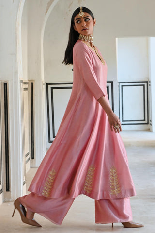 Pink rahi anarkali with palazzo