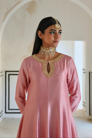 Pink rahi anarkali with palazzo