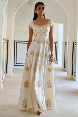Ivory rahi cap length anarkali with dupatta