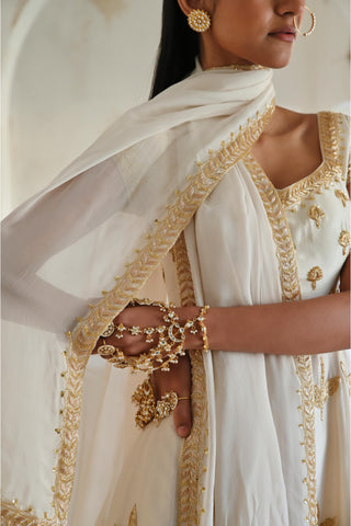 Ivory rahi cap length anarkali with dupatta