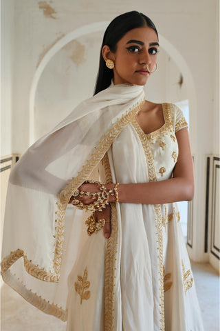 Ivory rahi cap length anarkali with dupatta