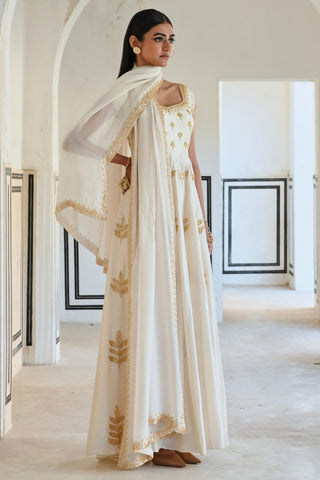 Ivory rahi cap length anarkali with dupatta