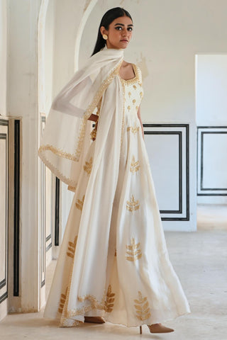 Ivory rahi cap length anarkali with dupatta