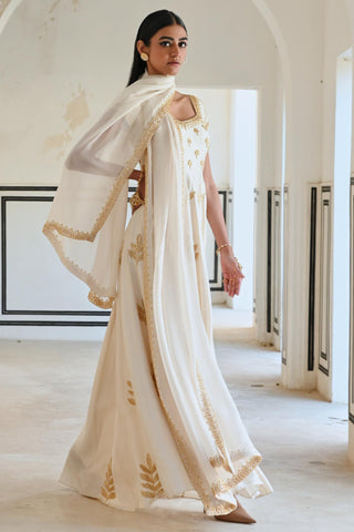 Ivory rahi cap length anarkali with dupatta