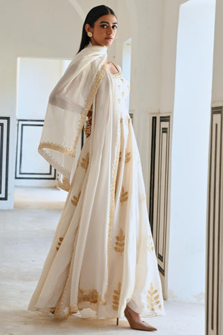 Ivory rahi cap length anarkali with dupatta