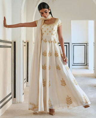 Ivory rahi cap length anarkali with dupatta