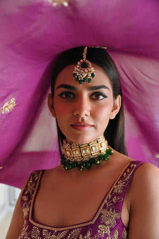 Purple rahi short kurta with palazzo and dupatta