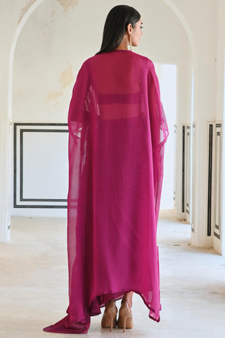 Pink rahi jacket and cowl skirt