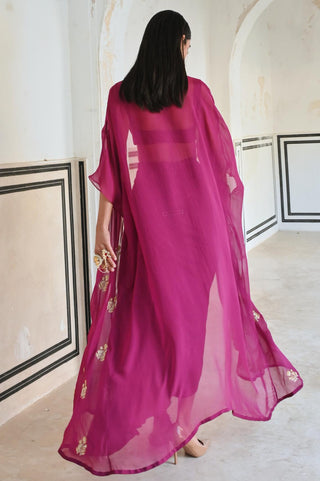 Pink rahi jacket and cowl skirt