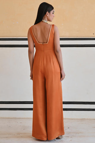 Orange rahi flared jumpsuit