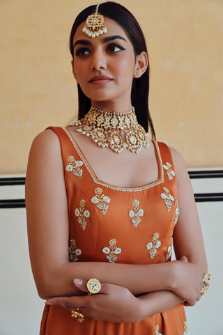 Orange rahi flared jumpsuit